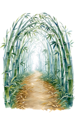 Chemin sous une arche de bambous